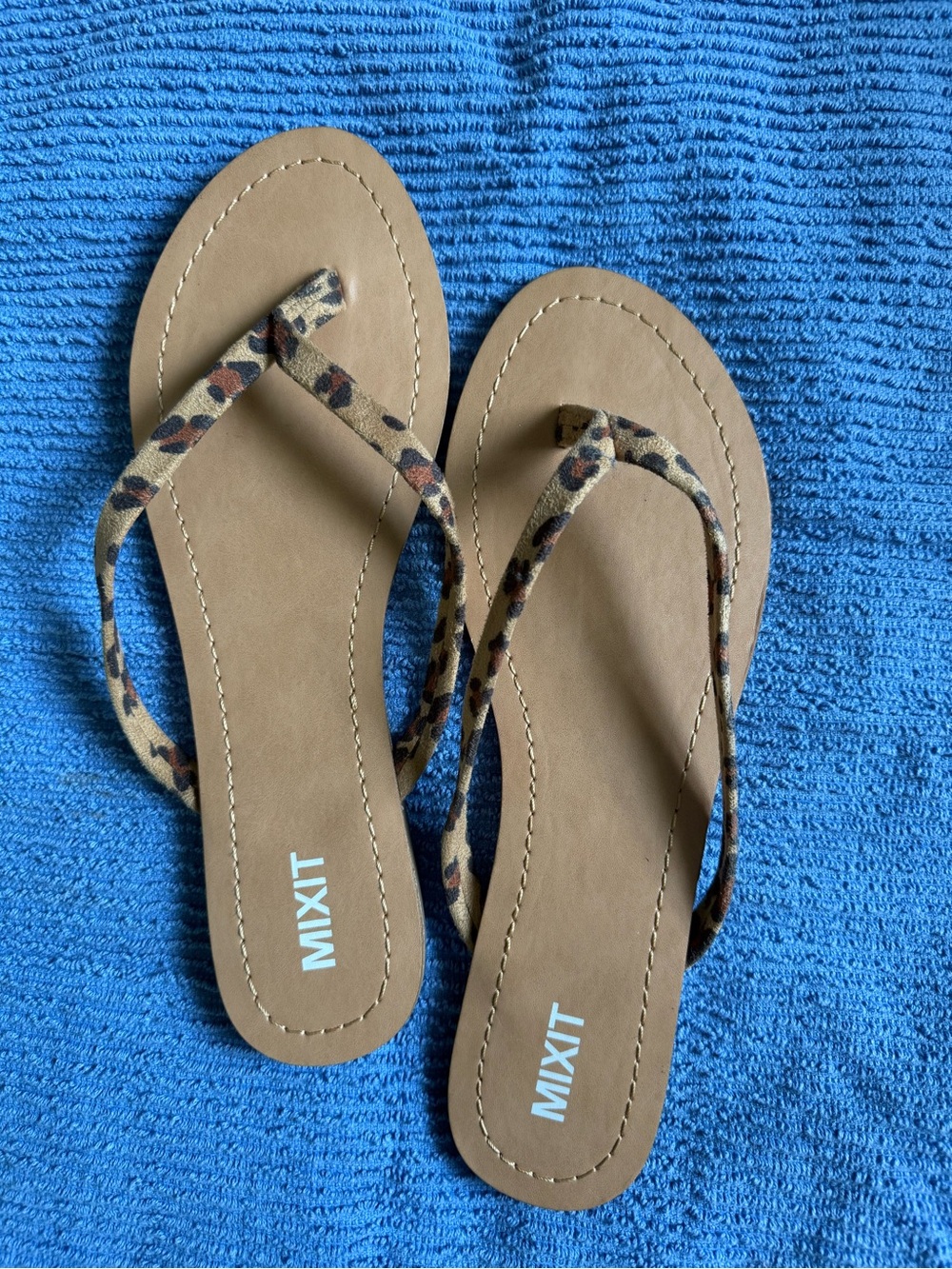Mixit Tan Sandals with Leopard-Print Straps